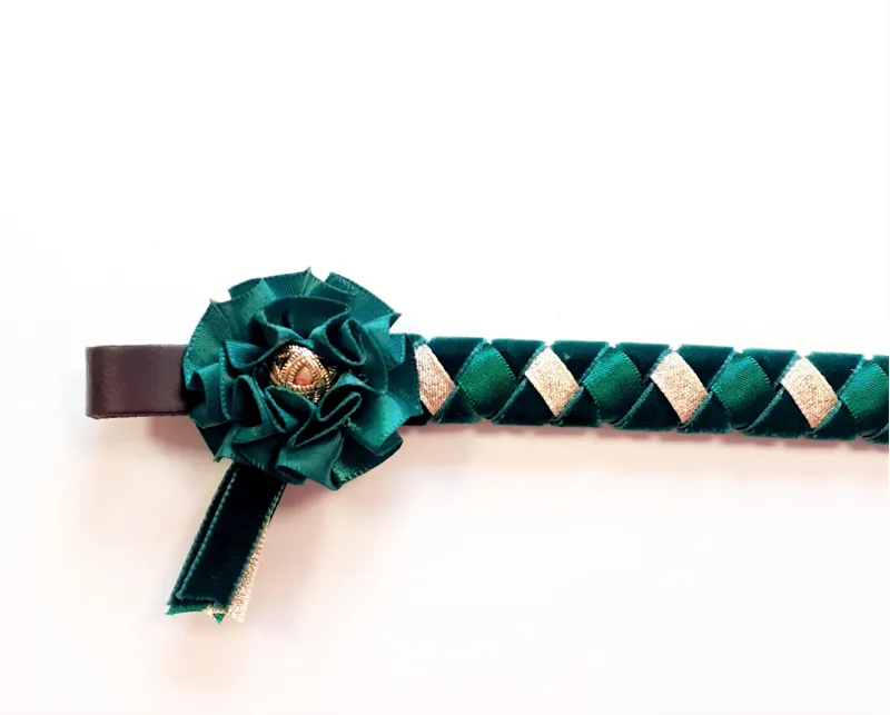 ShowQuest Skipton Browband in Bottle Green/Gold